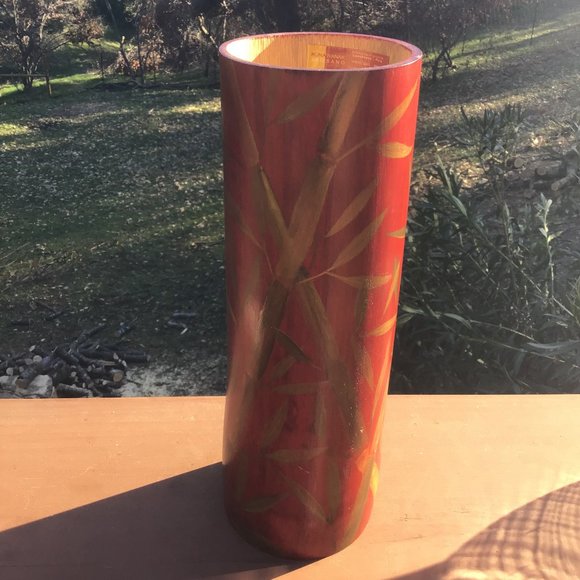 Vintage Red Bamboo Vase 11" - Picture 1 of 4